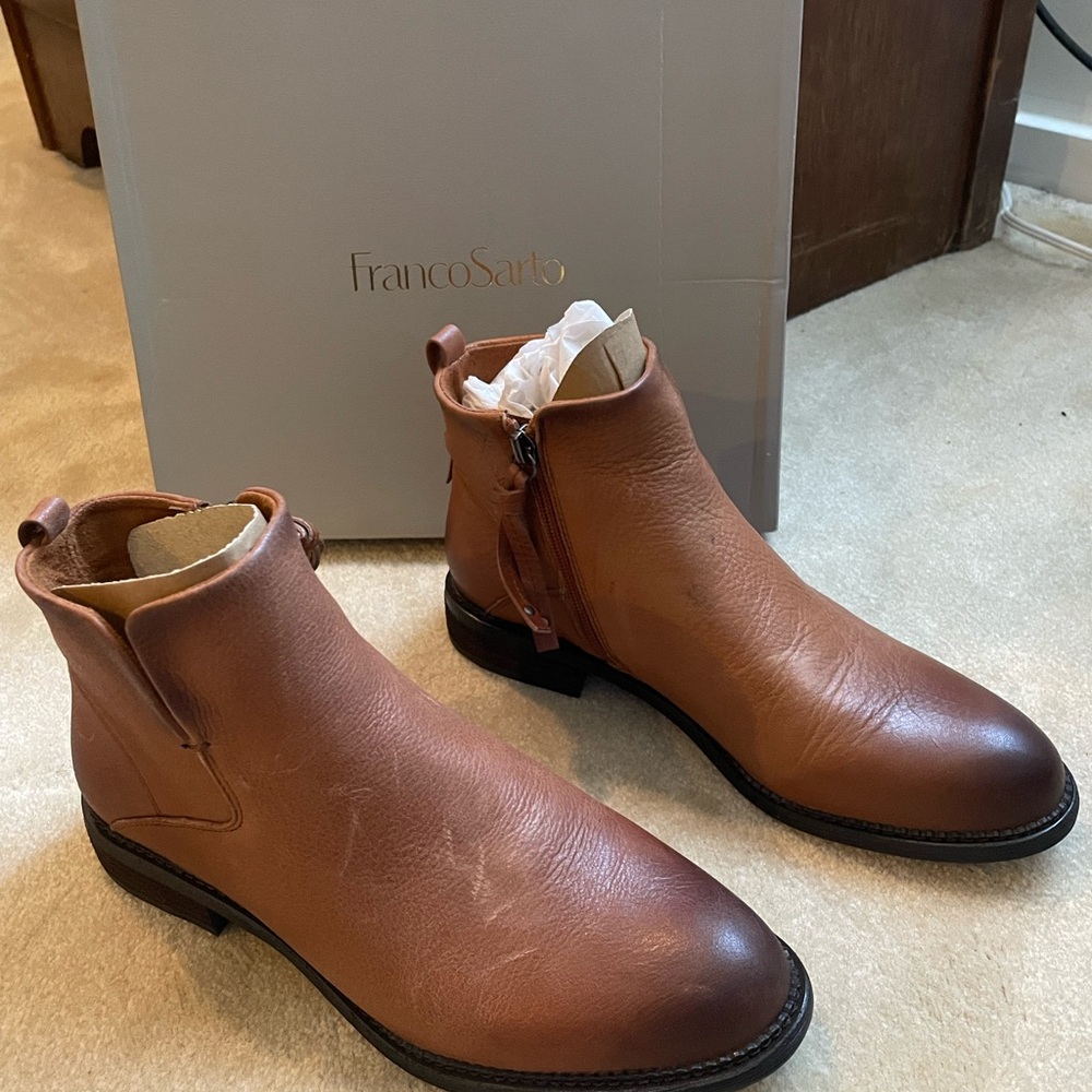 Franco Sarto Women's Tan Leather Ankle Boots